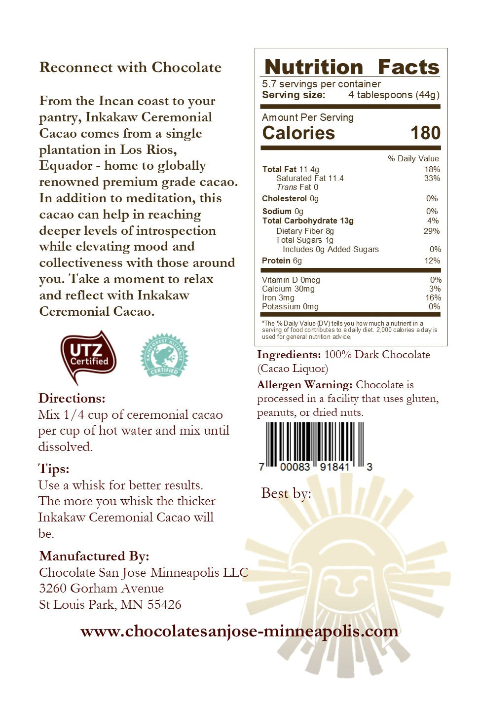 Ceremonial Cacao - 12 oz/bag
