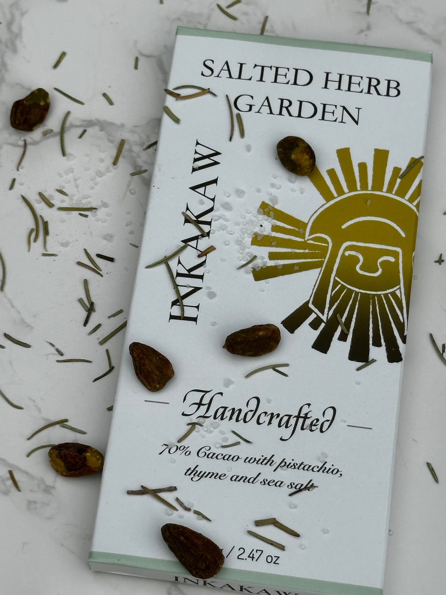 Handcrafted 70% Pistachio, Thyme, Sea Salt Bar