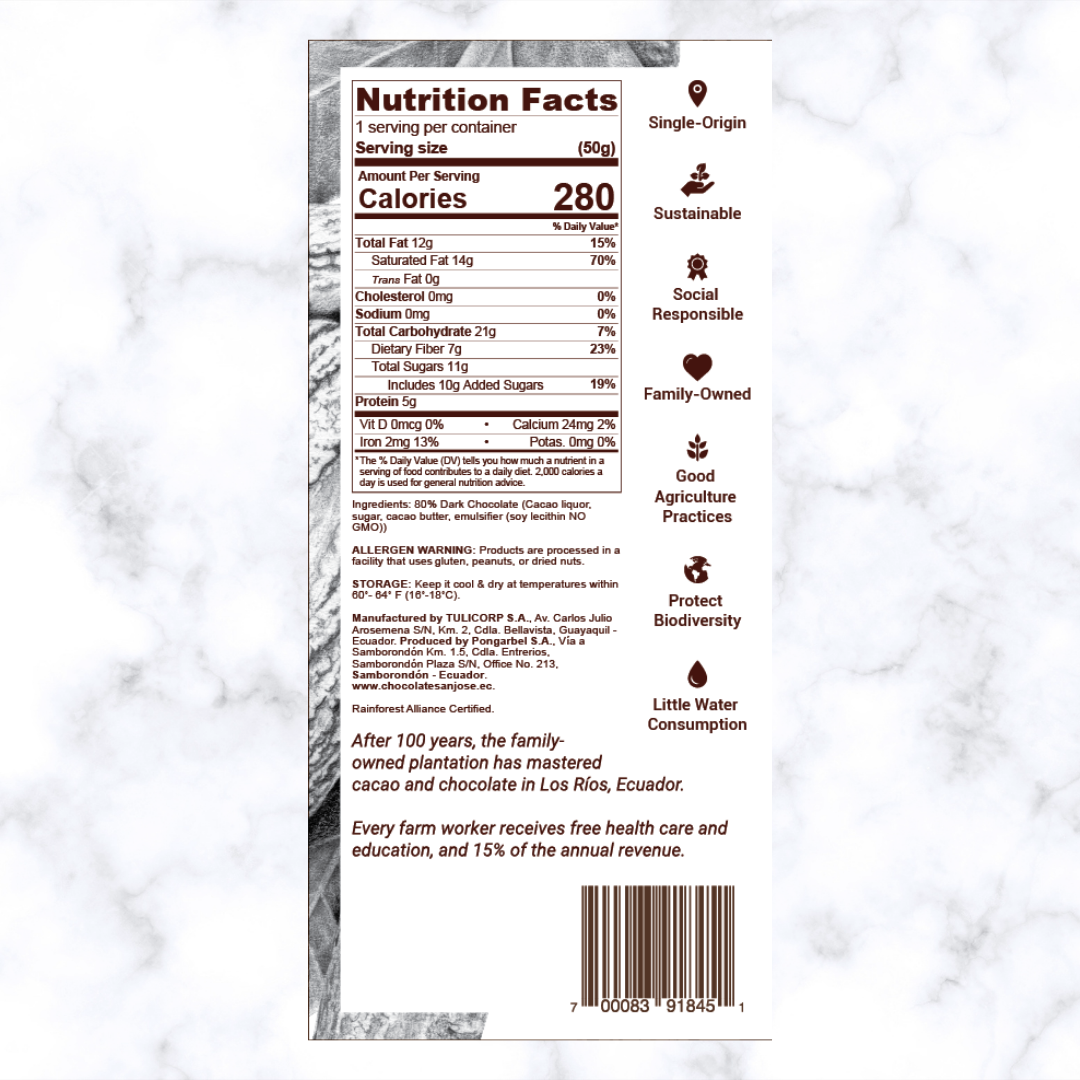 80% Classic Dark Chocolate Bar