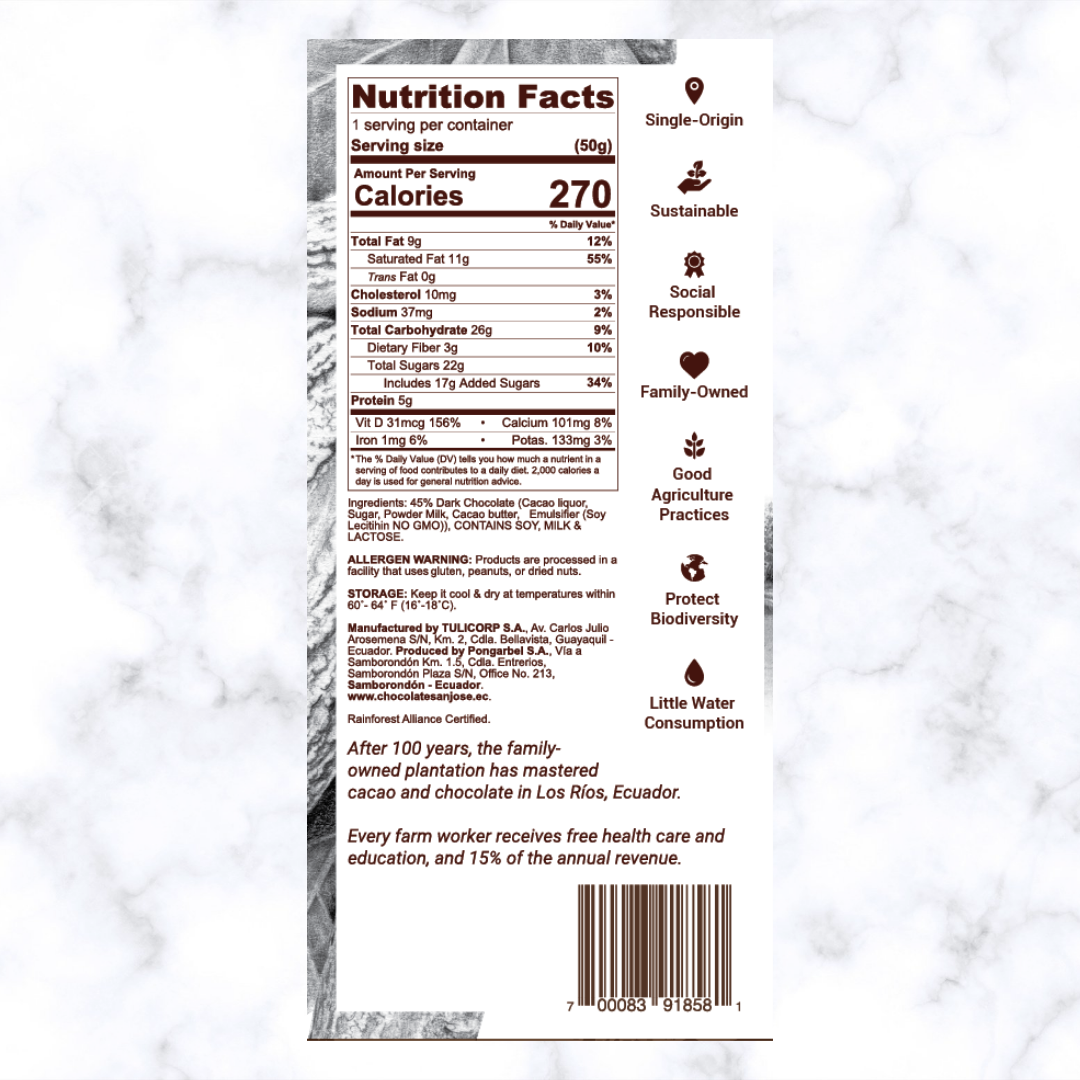 Dark Milk Chocolate 50g (1.8 oz) bar