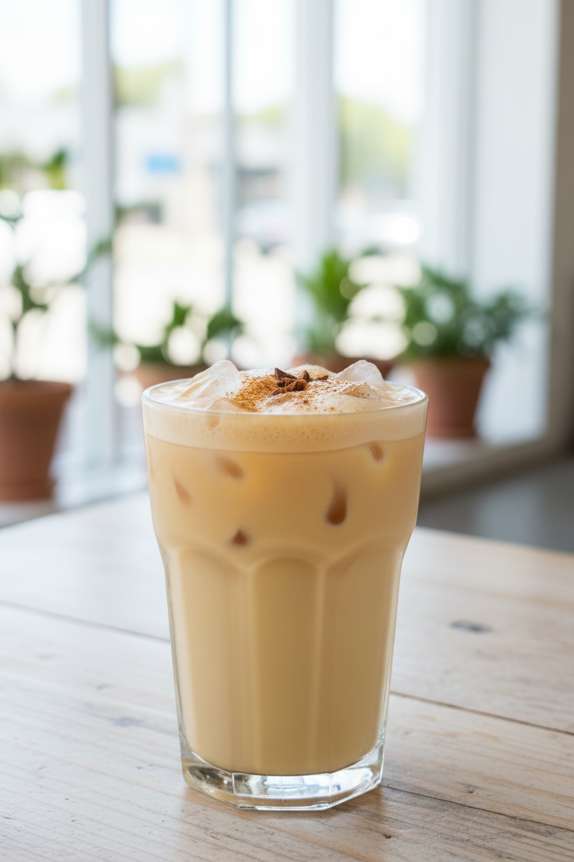 Iced Chai Brewing Cacao Latte